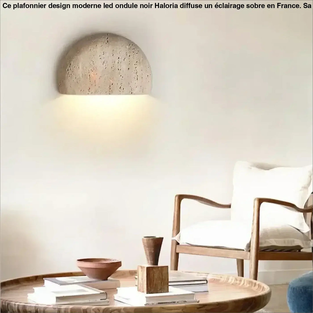 Applique murale demi-lune en pierre naturelle blanche