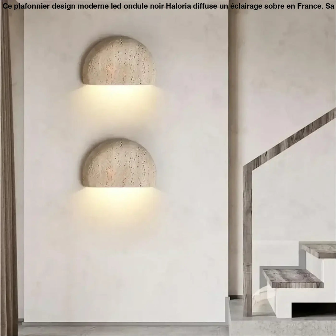 Applique murale demi-lune en pierre naturelle blanche