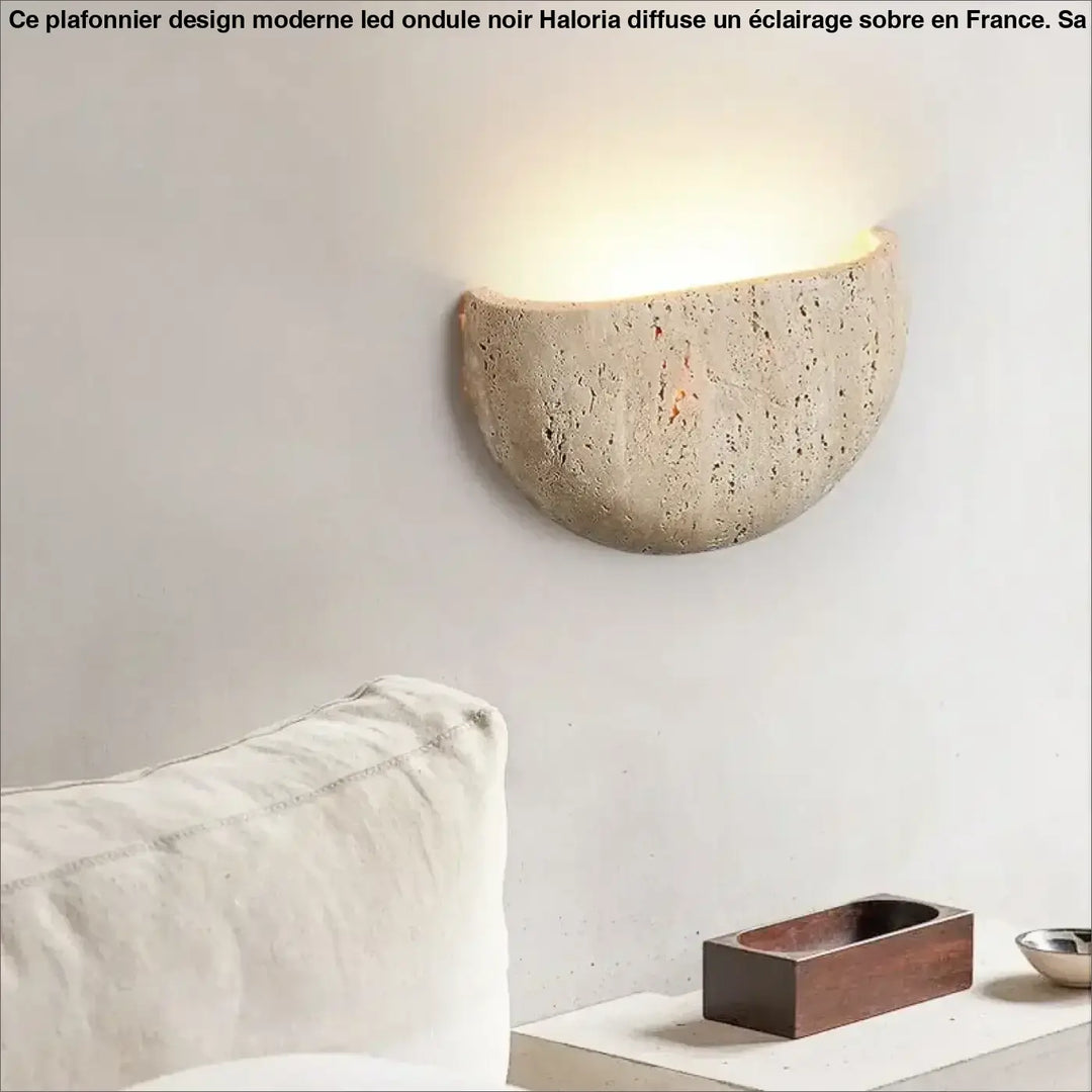 Applique murale demi-lune en pierre naturelle blanche