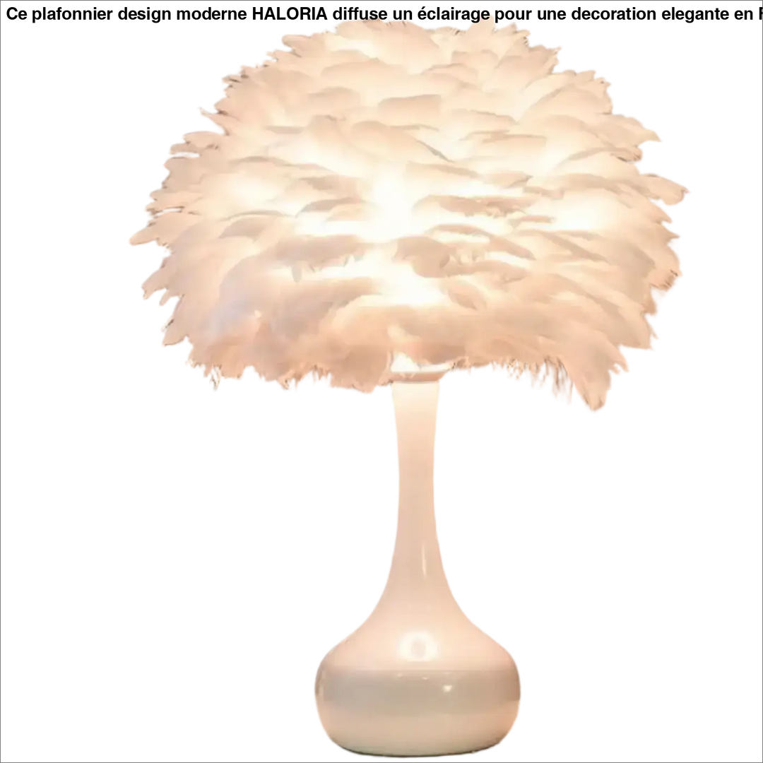 Lampe de chevet penna avec plumes blanches douces et base brillante élégante pour décoration intérieure raffinée