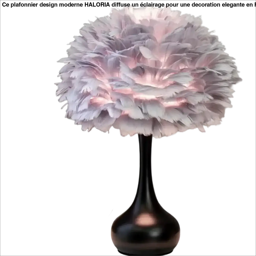 Lampe de chevet Penna avec plume blanche douce et base noire élégante en matériau léger pour éclairage d ambiance
