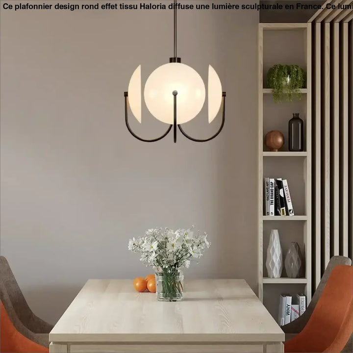 Suspension Design Globe Blanc Et Disques Minimaliste Élégance