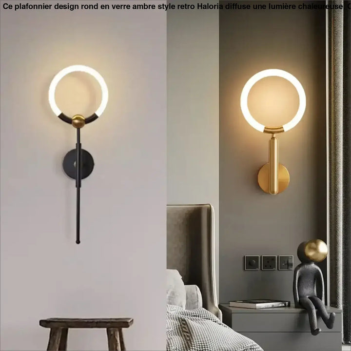 Applique murale design contemporain avec anneau lumineux