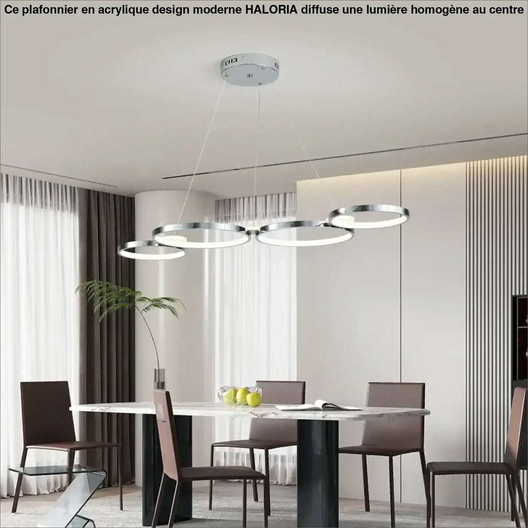 Suspension luminaire anneaux led pour intérieur chic et moderne