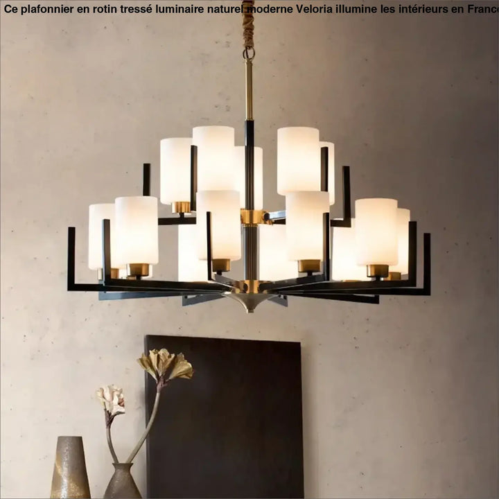 Suspension Design Contemporaine Cylindres Verre Opalin
