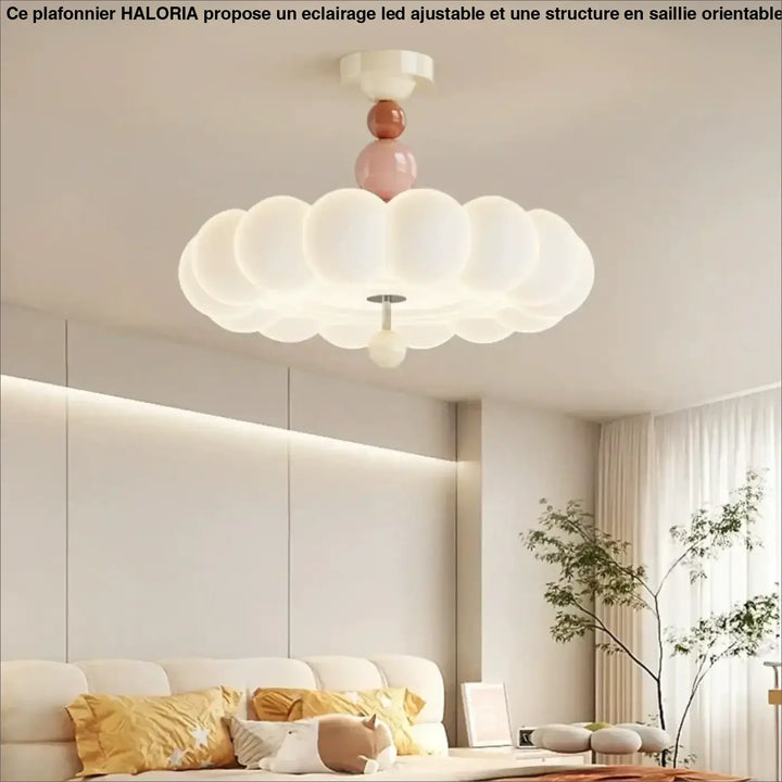 Luminaire plafonnier petalya en forme de nuage pastel rose et blanc avec finition brillante, design élégant pour plafond