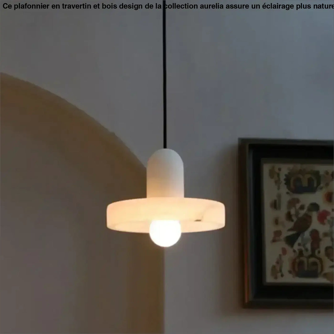 Suspension luminaire blanche moderne en pierre élégante