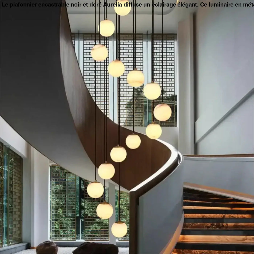 Suspension design boules en verre marbré chic élégance