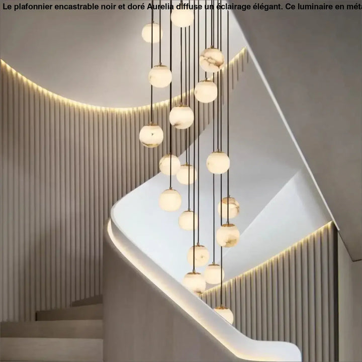 Suspension design boules en verre marbré chic élégance