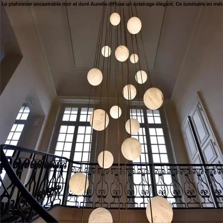 Suspension design boules en verre marbré chic élégance