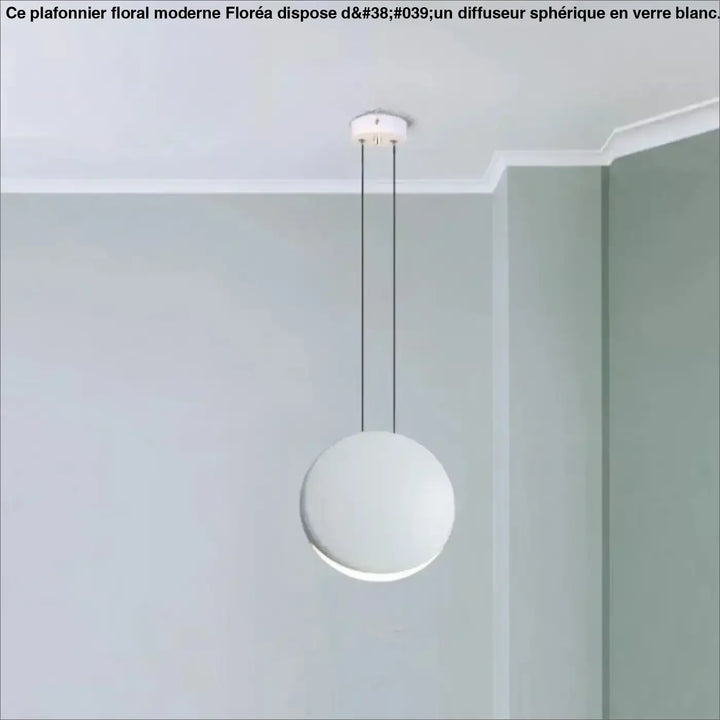 Suspension luminaire lunis blanc sphérique minimaliste avec design moderne suspendu par deux cordons fins