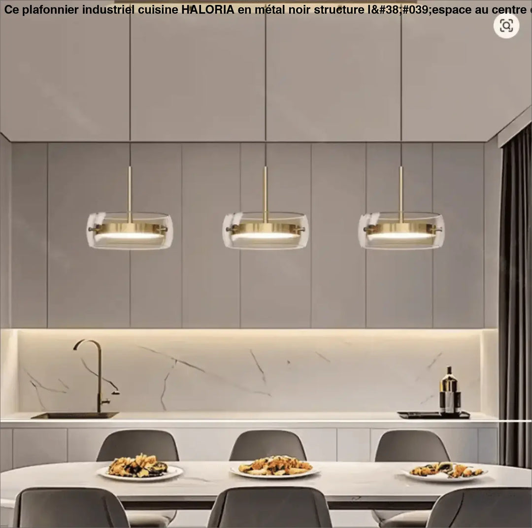 Plafonnier industriel pour cuisine avec triple anneaux