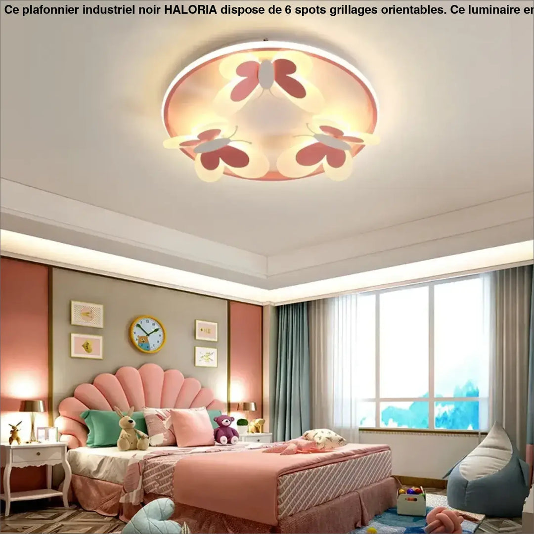 Kids ceiling lamp Butterfly Decorative pink ceiling light Study Children Room Kid Salon Creative Lamps Indoor girl