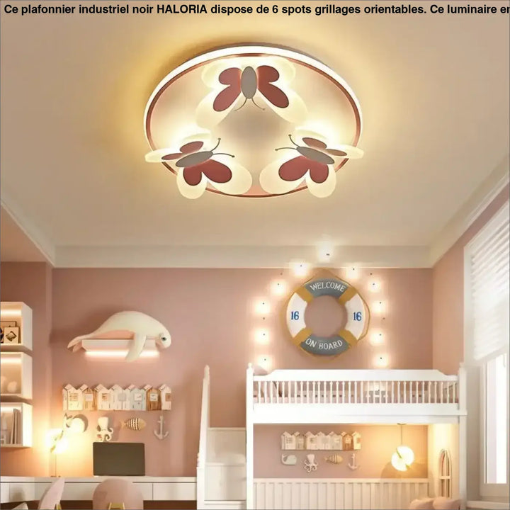 Kids ceiling lamp Butterfly Decorative pink ceiling light Study Children Room Kid Salon Creative Lamps Indoor girl