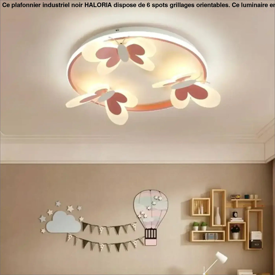 Kids ceiling lamp Butterfly Decorative pink ceiling light Study Children Room Kid Salon Creative Lamps Indoor girl