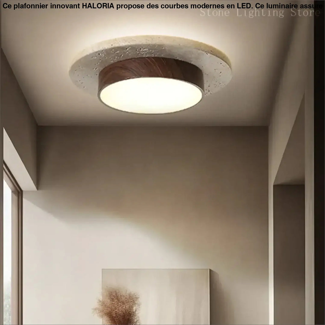 Plafonnier rond en bois au style nordique moderne naturel