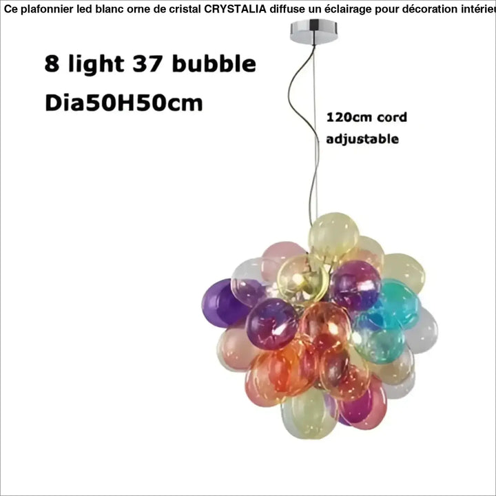 Suspension luminaire artistique en verre style multicolore
