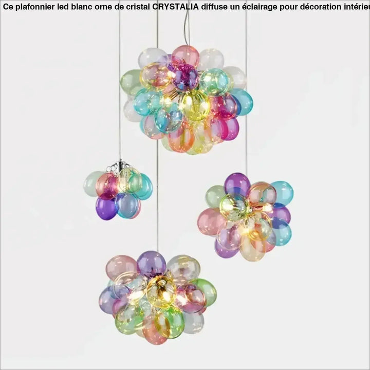 Suspension luminaire artistique en verre style multicolore
