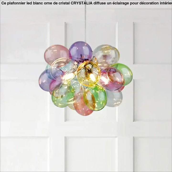 Suspension luminaire artistique en verre style multicolore