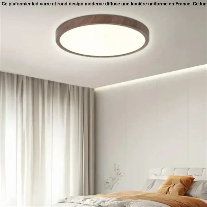 Plafonnier led rond effet bois épuré pour ambiance douce