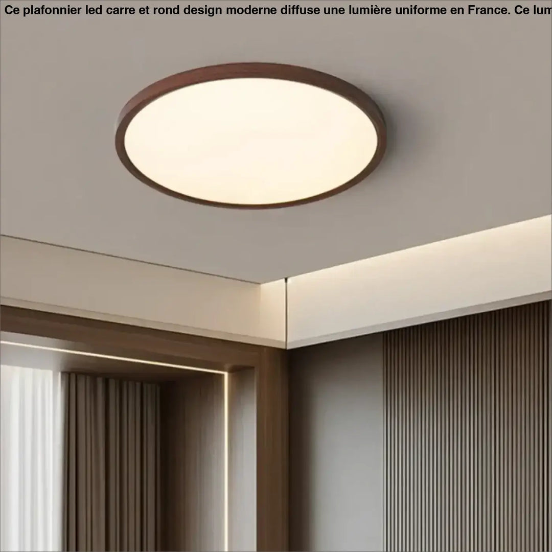 Plafonnier led rond effet bois épuré pour ambiance douce