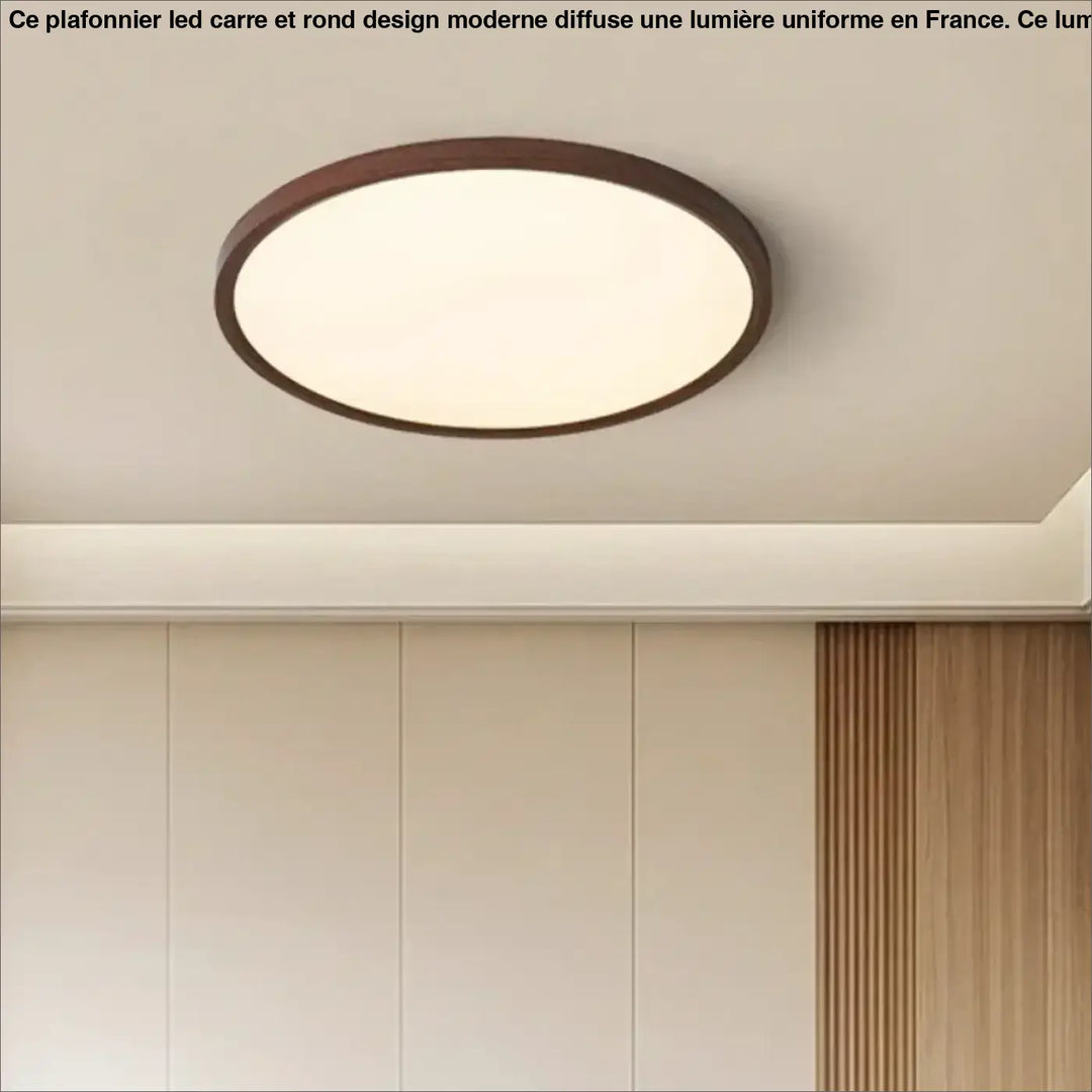 Plafonnier led rond effet bois épuré pour ambiance douce