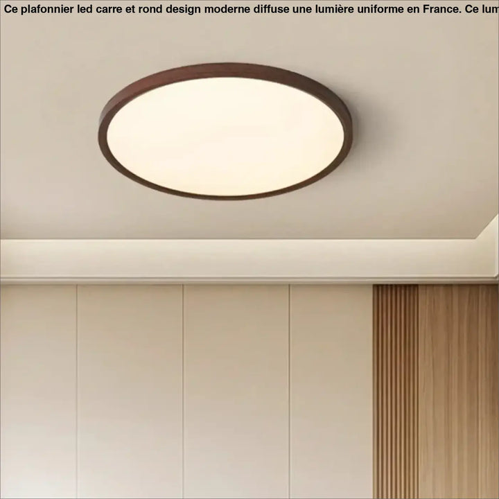 Plafonnier led rond effet bois épuré pour ambiance douce