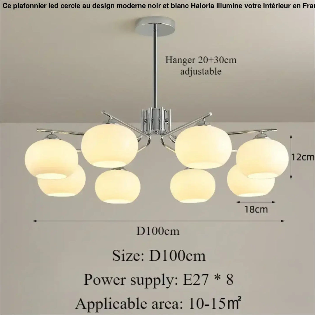Suspension design avec globes en verre opale élégante