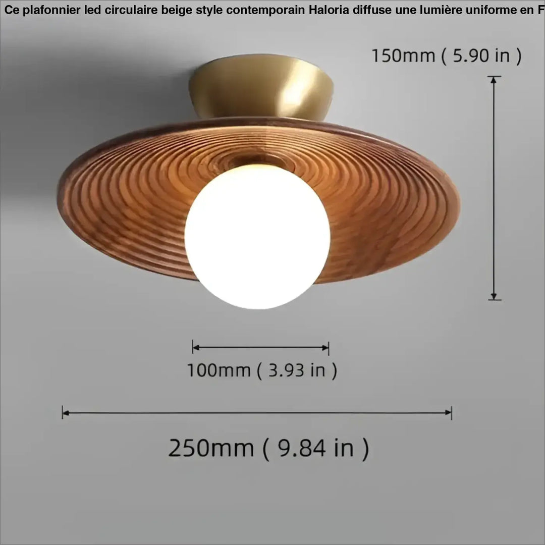Plafonnier design bois noix et fer led décor bois marron