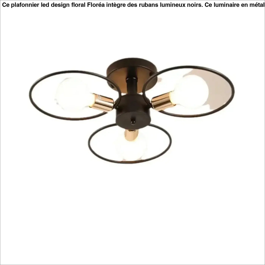Plafonnier Design À Anneaux Métal Noir Et Ampoules Rétro

