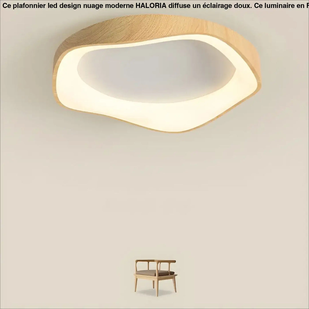 Plafonnier luminaire LED design contemporain en bois