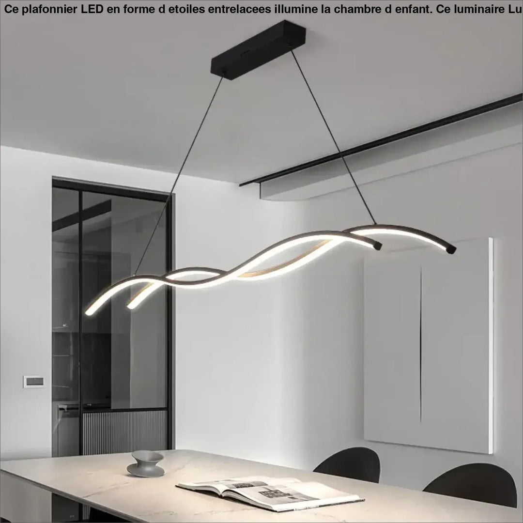 Suspension moderne minimaliste en vague ondulée avec LED intégrée

