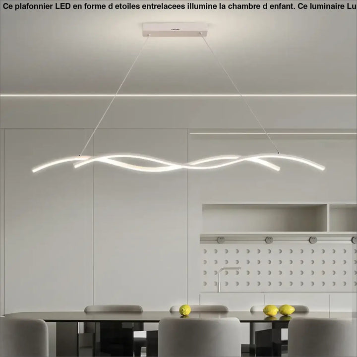 Suspension moderne minimaliste en vague ondulée avec LED intégrée

