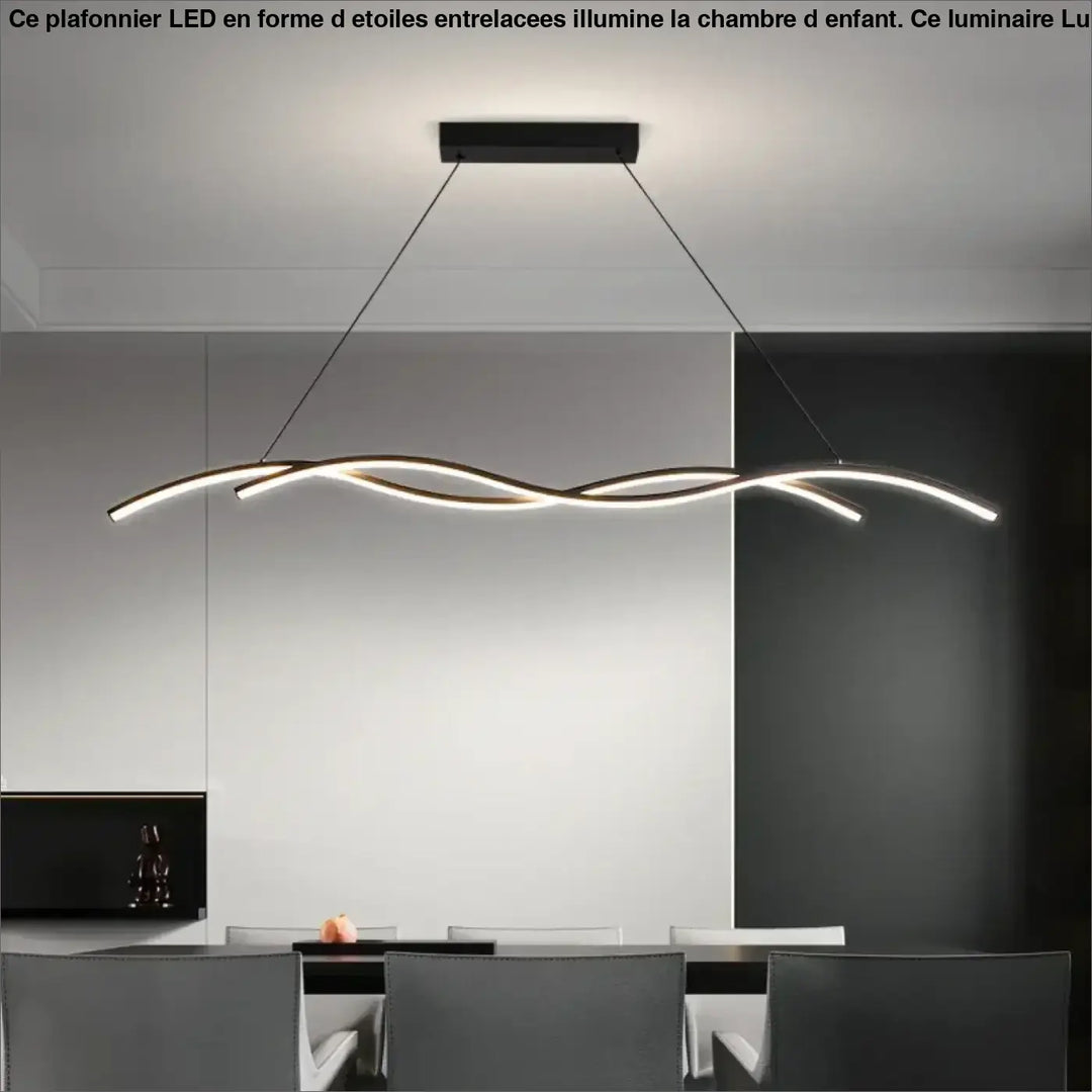 Suspension moderne minimaliste en vague ondulée avec LED intégrée

