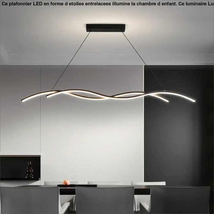 Suspension moderne minimaliste en vague ondulée avec LED intégrée

