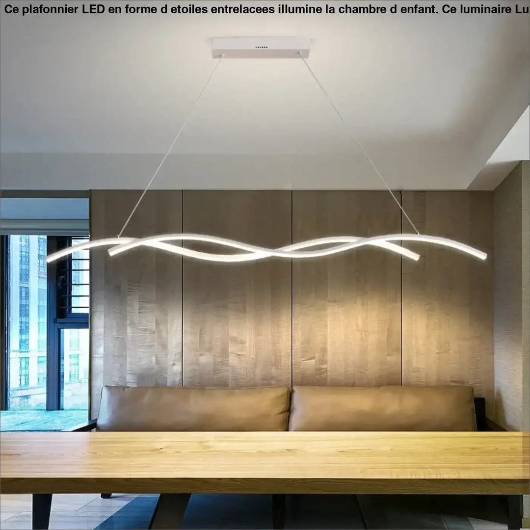 Suspension moderne minimaliste en vague ondulée avec LED intégrée

