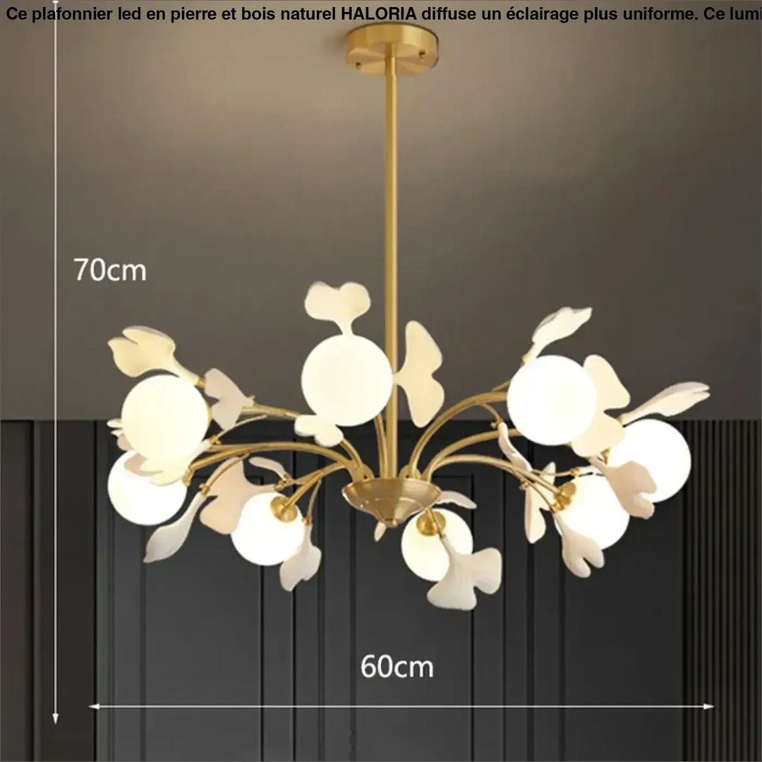 Suspension design floral en métal style blanc doré