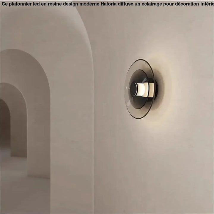 Applique murale led design circulaire noir et verre élégante moderne