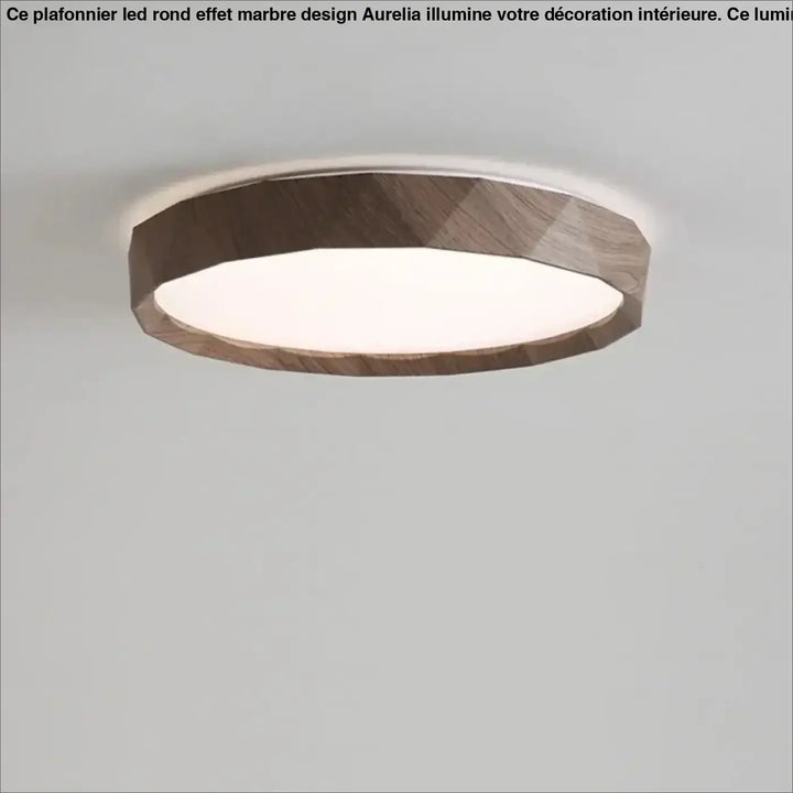 Plafonnier en métal effet bois naturel led stylé
