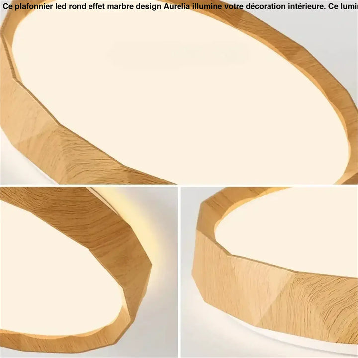 Plafonnier en métal effet bois naturel led stylé