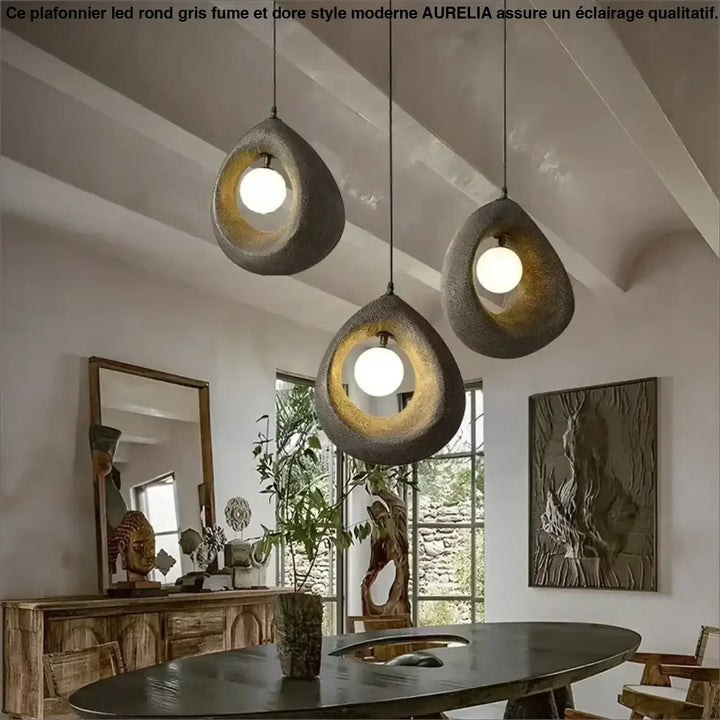 Suspension Design Blanche Avec Éclairage Circulaire

