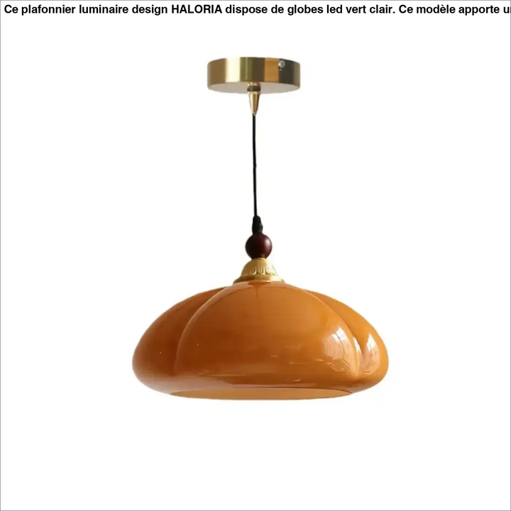 Suspension cuivre et verre ambré style contemporain raffiné