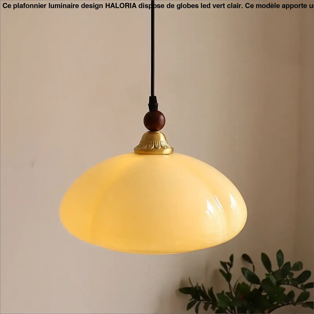 Suspension cuivre et verre ambré style contemporain raffiné