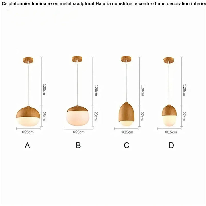 Suspension luminaire en bois avec lumière blanche au style naturel