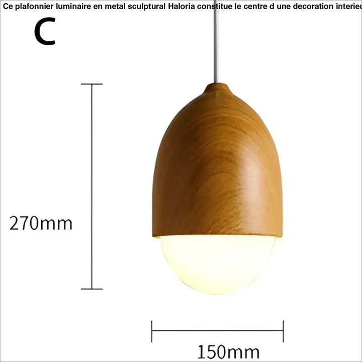 Suspension luminaire en bois avec lumière blanche au style naturel