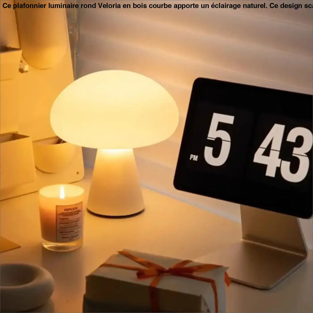 Lampe de chevet navie en forme de champignon blanc doux avec lumière douce chevet led et style rétro