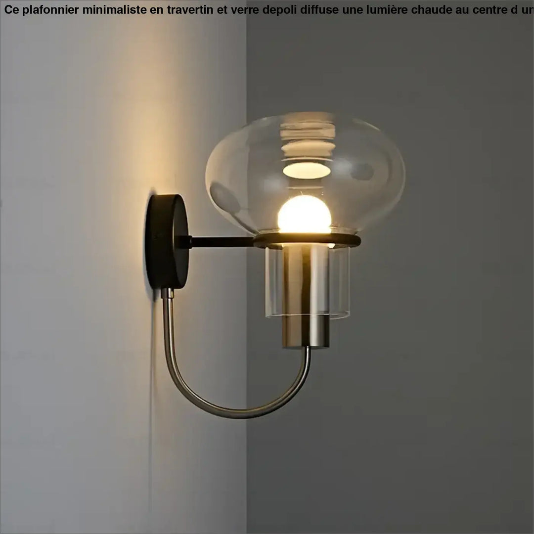 Applique Murale En Verre Soufflé Avec Structure Métallique