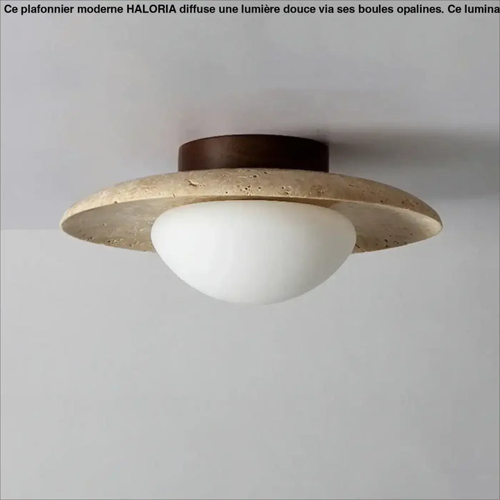 Plafonnier Minimaliste En Travertin Et Verre Dépoli

