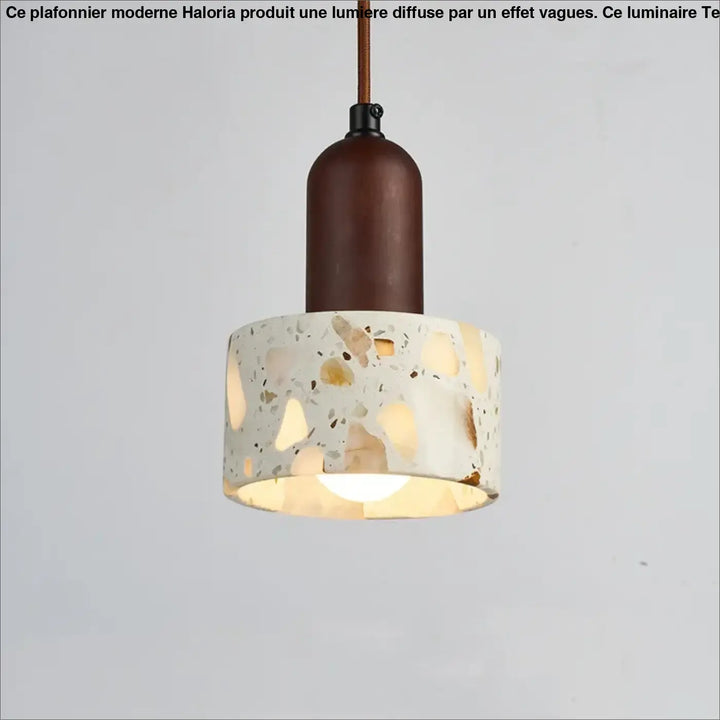 Plafonnier moderne avec effet vagues et lumière diffuse avec abat-jour cylindrique en terrazzo blanc beige et or
