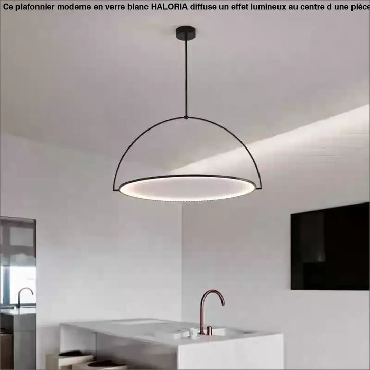 Suspension luminaire moderne design sculptural cercle noir

